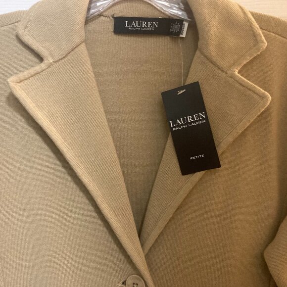 New Ralph Lauren Tan Sweater-Knit Blazer S - Picture 3 of 6